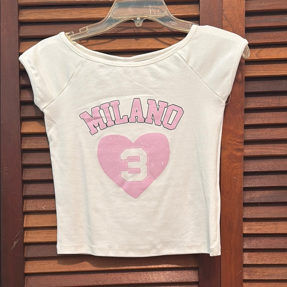 Zara White and Pink Short Sleeve Tees Casual Collection